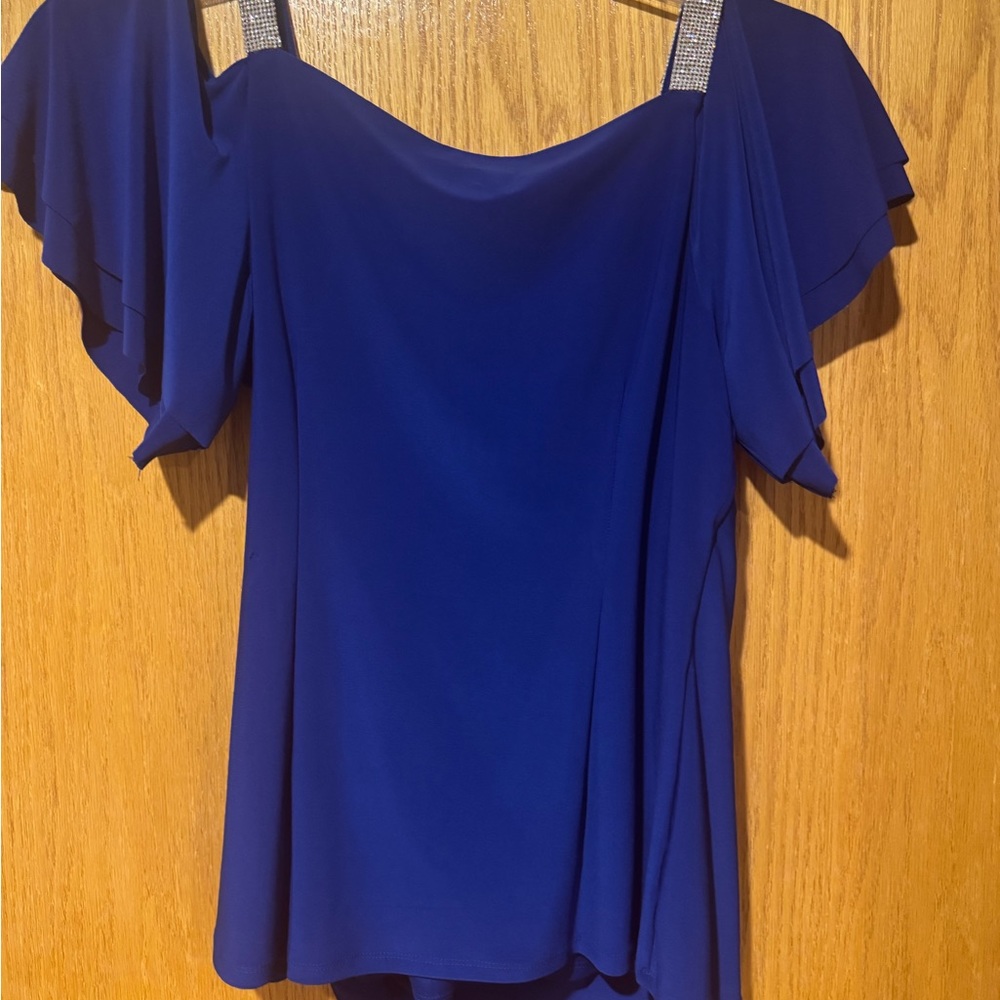 MSK Blue Ruched Blouse - Picture 2 of 2